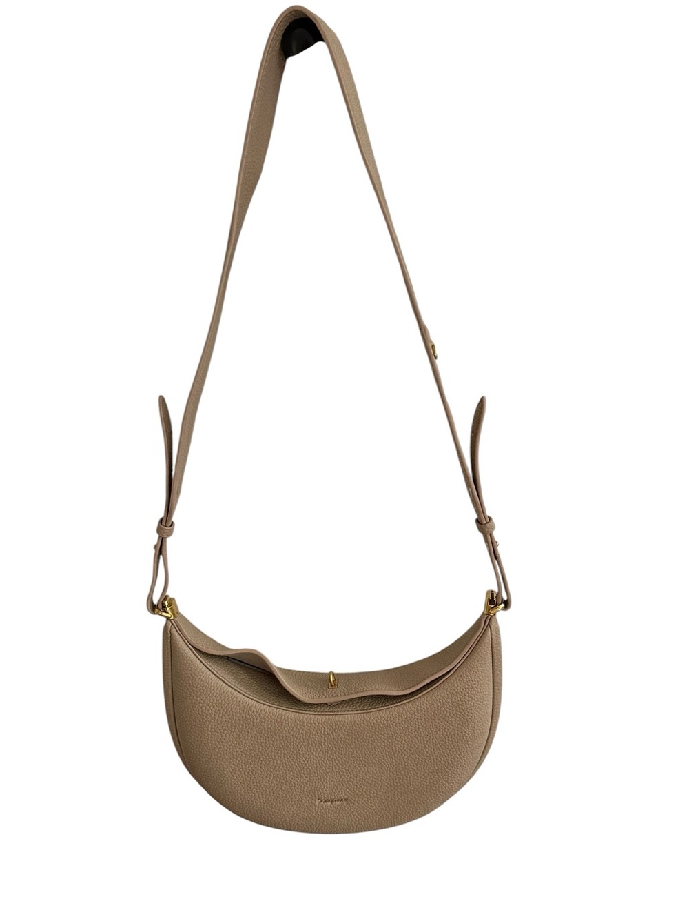 Songmont Taupe Pebbled Crescent Shoulder Bag